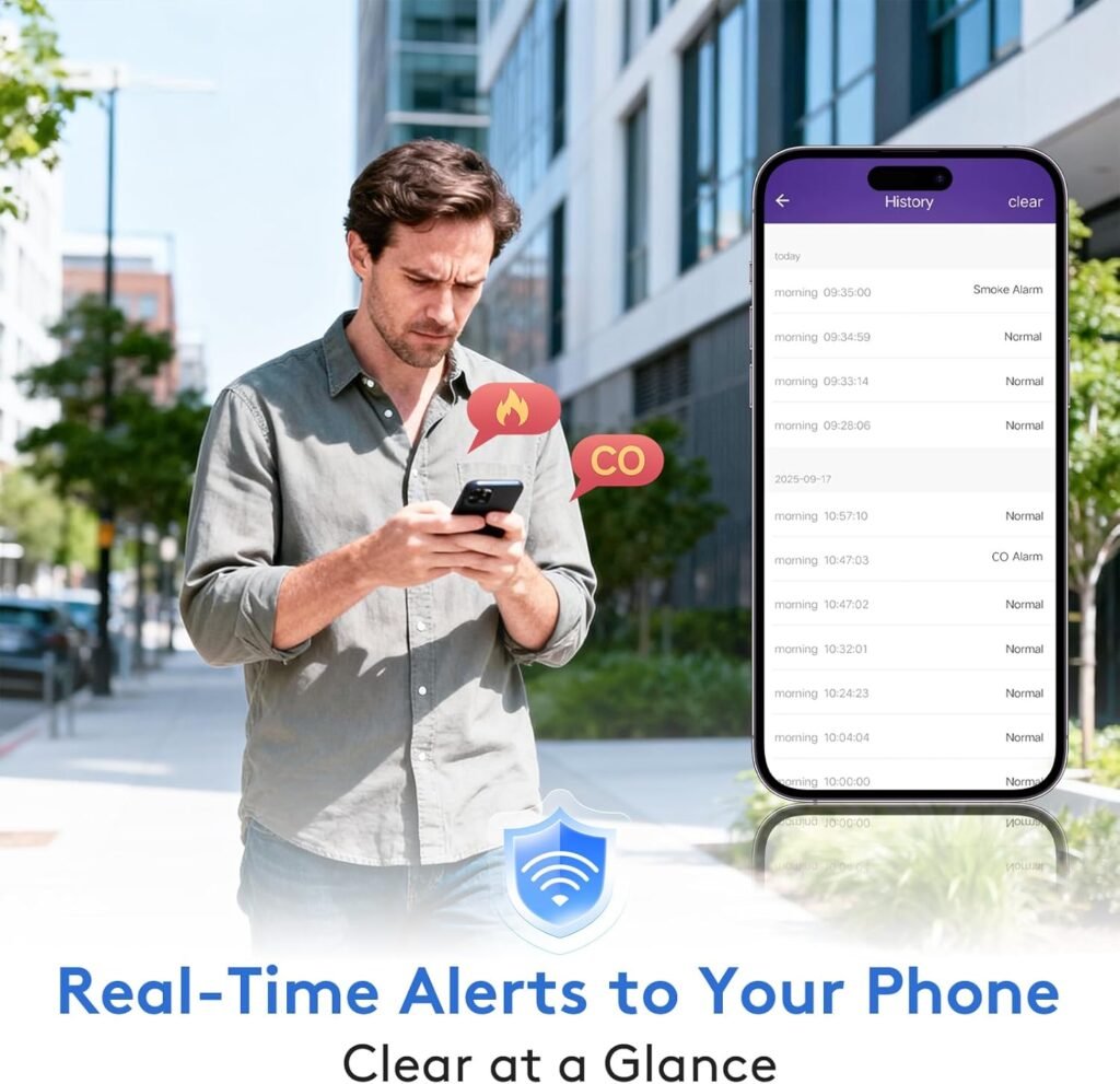 3-Pack Wi-Fi Smoke Detector Carbon Monoxide Detector Combo with App Notifications, Test/Silence Button, Smart Smoke Detector CO Alarm for Any Home, Real-Time Alert 3-Pack Wi-Fi Smoke Detector Carbon Monoxide Detector Combo with App Notifications, Test/Silence Button, Smart Smoke Detector CO Alarm for Any Home, Real-Time Alert