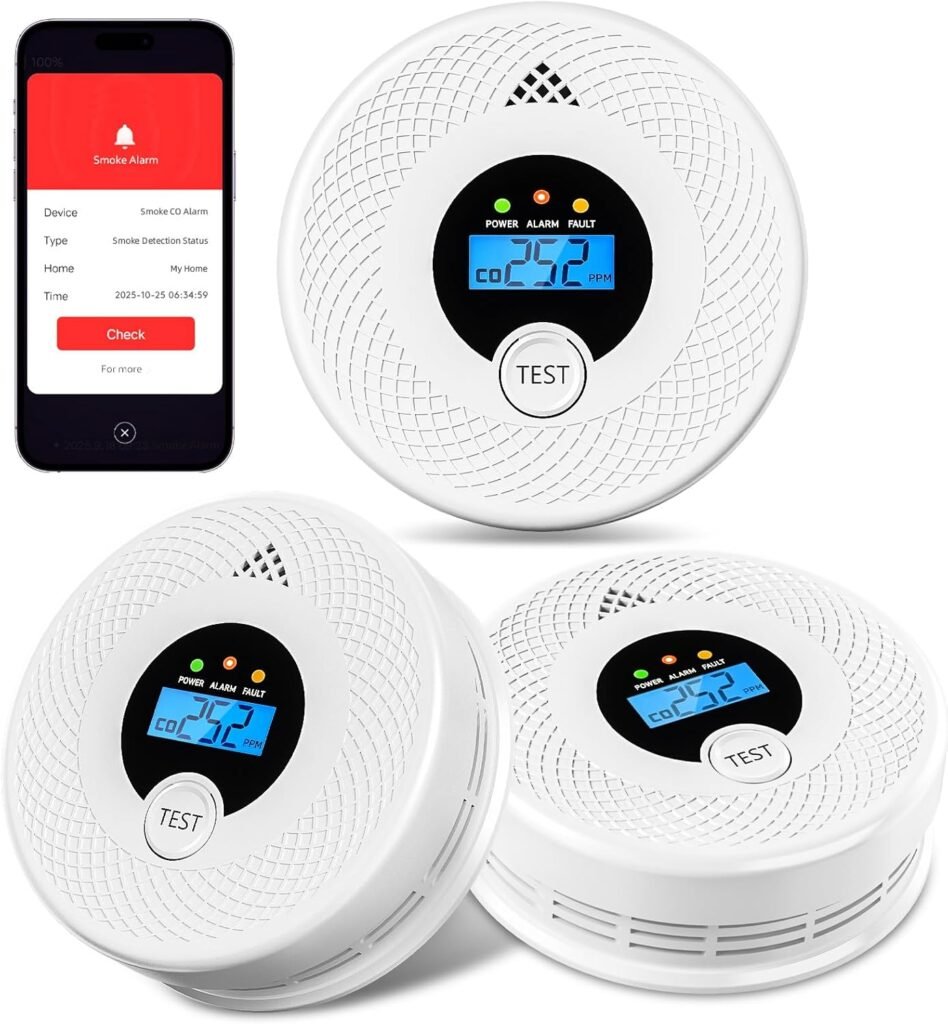 3-Pack Wi-Fi Smoke Detector Carbon Monoxide Detector Combo with App Notifications, Test/Silence Button, Smart Smoke Detector CO Alarm for Any Home, Real-Time Alert 3-Pack Wi-Fi Smoke Detector Carbon Monoxide Detector Combo with App Notifications, Test/Silence Button, Smart Smoke Detector CO Alarm for Any Home, Real-Time Alert