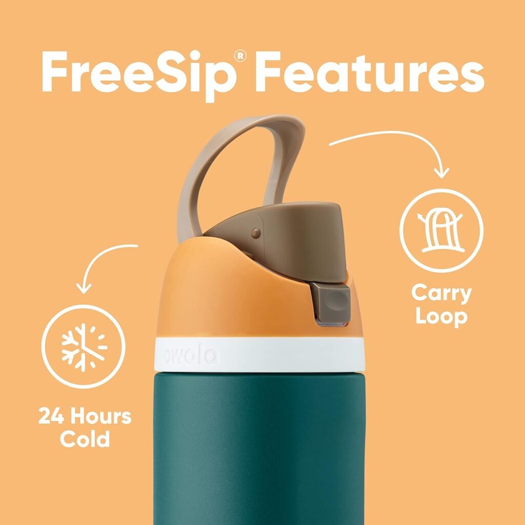 Owala FreeSip Insulated Stainless Steel Water Bottle with Straw, BPA-Free Sports Water Bottle, Great for Travel, 24 Oz, Very, Very Dark