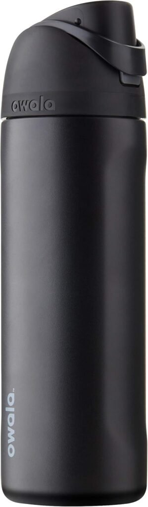 Owala FreeSip Insulated Stainless Steel Water Bottle with Straw, BPA-Free Sports Water Bottle, Great for Travel, 24 Oz, Very, Very Dark