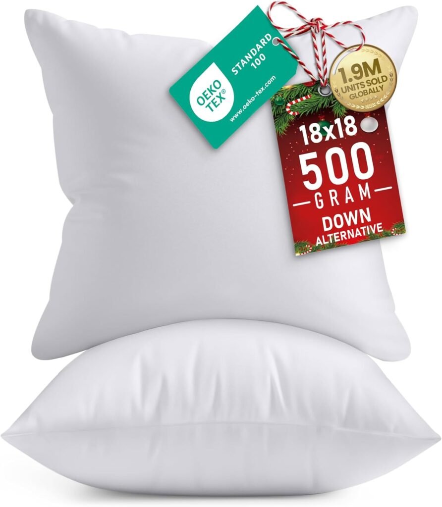 Utopia Bedding 18x18 Pillow Inserts, Set of 2, White – Indoor Decorative Throw Pillows for Bed, Sofa  Couch – Soft, Supportive  Fluffy Cushion Inserts